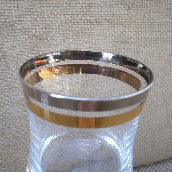 Vintage Krosno Silver & Gold Band Wine Glass Set of 2 - Picture 8 of 16